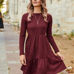 Zeagoo Women's Autumn Dress Long Sleeve Round Neck Knitted Dress