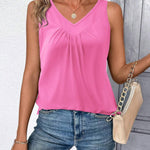 Zeagoo Tank Tops Loose Fit V Neck Ruched Sleeveless Tops