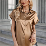 Satin Button Down Shirts- Zeagoo (Us Only)