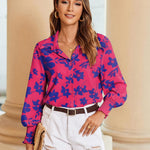 Zeagoo Women's Button Down Shirts Loose Fit Striped Printed Lantern Blouses