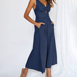 Zeagoo Women's Casual Sleeveless Hollows High Waist Bodysuit Spaghetti Strap Loose Jumpsuit Overalls