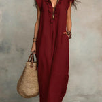 Mia Wilson | Bohemian Ruffle V-Neck Maxi Dress For Women
