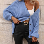 Zeagoo Women's Button Down Horizontal-Ribbing Longline Cardigan