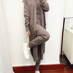 Zeagoo Women's Chic Three Piece Set Knitted Solid Lounge Suit Cardigan Sweater + Jogger Pants+ Sleeveless Tank Top