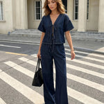 Dark Denim High Waisted Wide Leg Pants