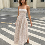 Cream Ditsy Floral Strapless Midi Dress