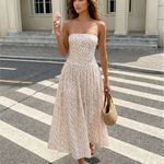 Cream Ditsy Floral Strapless Midi Dress
