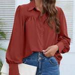 Zeagoo V Neck Button Down Shirts Long Sleeve Collared Blouses Tops