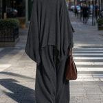 Cowl Neck Poncho Top With Wide-Leg Pants Two Pieces