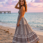 Pink Bohemian Beach Printed Lightweight Flowy Maxi Dress