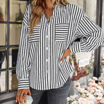 Zeagoo Roll Up Sleeve Button Down Lapel Blouse with Pocket Comfy Casual Loose Fit Shirt