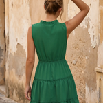 Green Sleeveless Ruffled Tiered Mini Dress