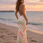 Multicolor Chevron Knit Mermaid Maxi Dress