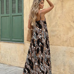 Black Animal Print Spaghetti Strap Maxi Dress
