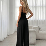 Black Ruched Cami Wide Leg Jumpsuit