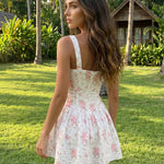 White Pink Floral Corset Mini Dress