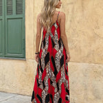 Leopard Print V Neck Spaghetti Strap Maxi Dress