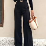 Black High Waist Wide Leg Dress Pants