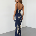 White Black Floral Print Twist Bust Pleated Maxi Dress