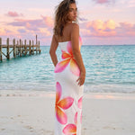 Floral Print Strapless Bodycon Maxi Dress
