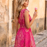Pink Yellow Tribal Print Sleeveless Mini Dress