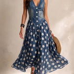 Adeline | Long Denim Dress with Polka Dots