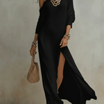 Solid Color Loose Slit Beach Maxi Dress