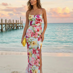 Floral Print Spaghetti Strap Slit Maxi Dress