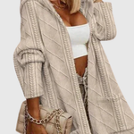 HONORIA | HOODED CABLE-KNIT CARDIGAN