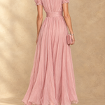 Elia Gathered Waist Keyhole Maxi Dress