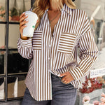 Zeagoo Roll Up Sleeve Button Down Lapel Blouse with Pocket Comfy Casual Loose Fit Shirt