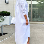 Zeagoo Women's Button Down Maxi Shirts Dress Long Sleeve Collared V Neck Kaftan Loose Long Dress Coat