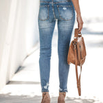 Zeagoo Destroyed Raw Hem Jeans Ripped Hole Denim Pants