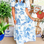 Eliza | Classic Toile Maxi Dress