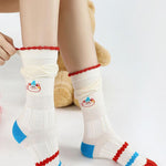 Cartoon Little Red Flower Striped Socks