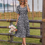 Zeagoo Damen Elegant V-Ausschnitt Kleider A Linie Kurzarm Freizeitkleid (DE Only)