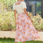Zeagoo Maxi Skirts Boho Pleated A-Line Flowy Swing Skirt