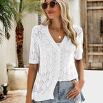 Zeagoo Short Sleeve Crochet Cardigan