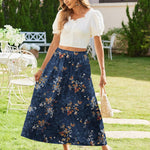 Zeagoo Maxi Skirts Boho Pleated A-Line Flowy Swing Skirt
