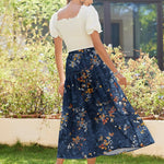 Zeagoo Maxi Skirts Boho Pleated A-Line Flowy Swing Skirt