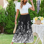 Zeagoo Maxi Skirts Boho Pleated A-Line Flowy Swing Skirt