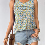 Zeagoo Tank Top Blouses Scooped Neck Pleated Front Shirts