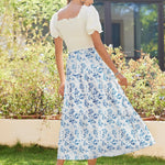 Zeagoo Maxi Skirts Boho Pleated A-Line Flowy Swing Skirt
