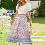 Zeagoo Maxi Skirts Boho Pleated A-Line Flowy Swing Skirt