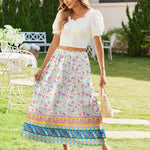 Zeagoo Maxi Skirts Boho Pleated A-Line Flowy Swing Skirt