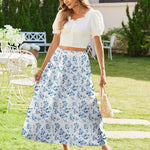 Zeagoo Maxi Skirts Boho Pleated A-Line Flowy Swing Skirt