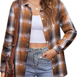 Zeagoo Flannel Shirt Women Button Down Long Sleeve Plaid Shirts