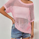 Zeagoo Short Sleeve Crochet Sweater Tops