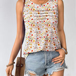 Zeagoo Tank Top Blouses Scooped Neck Pleated Front Shirts