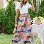 Zeagoo Maxi Skirts Boho Pleated A-Line Flowy Swing Skirt